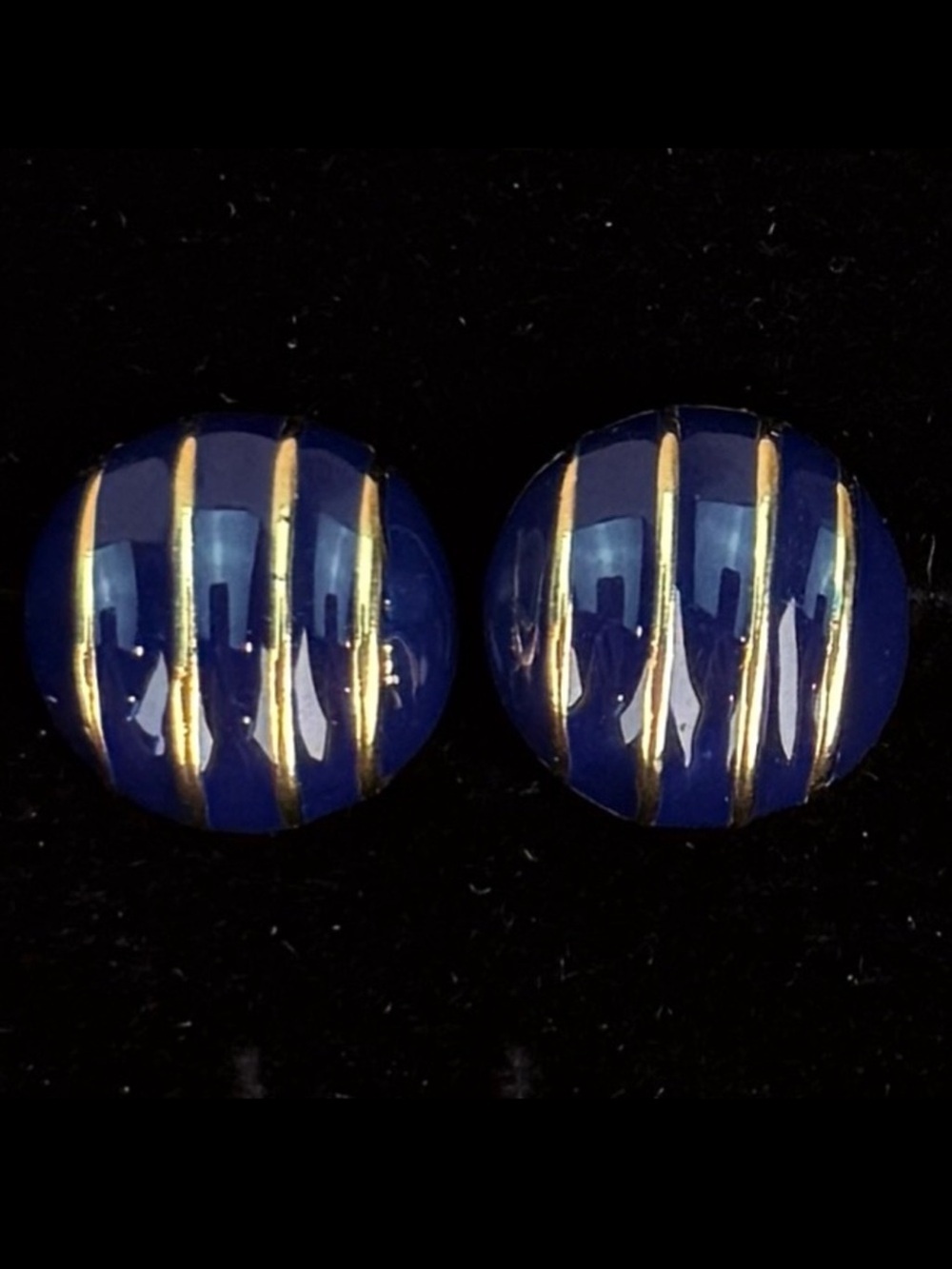 Vintage navy and goldtone weighted pierced earrings